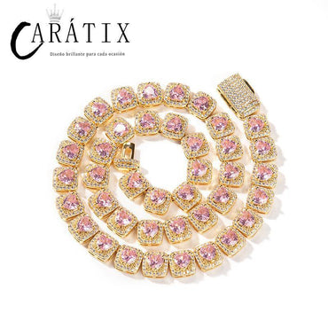 CARÁTIX 9.5mm Heart CZ Tennis Chain Bracelet & Necklace – Iced Out Hip Hop Bling Jewelry for Men & Women - CaratixJewelry