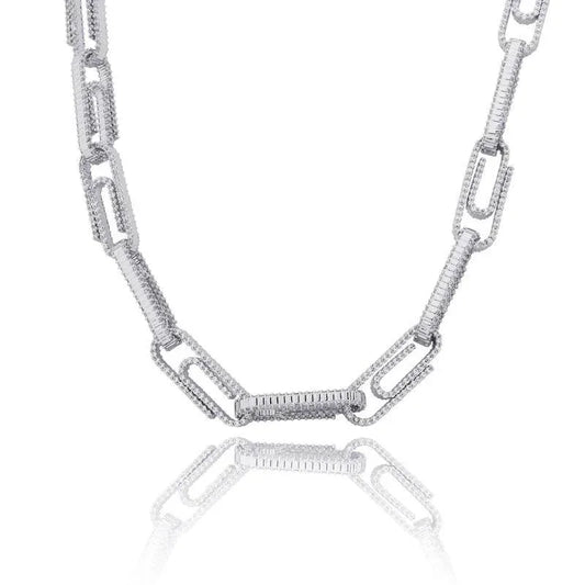 CARÁTIX AAA+ CZ Iced Out Pin Link Chain Necklace – Gold & Rose Hip Hop Bling Jewelry for Men & Women | Rapper Gift - CaratixJewelry