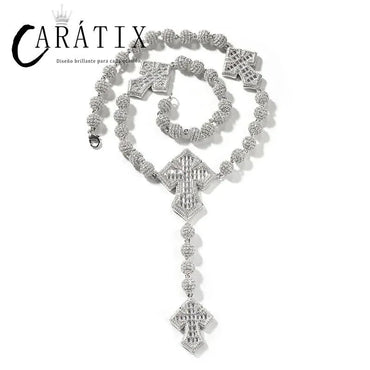 CARÁTIX Beads Cross Chain | 5A+ CZ Iced Out Hip Hop Necklace for Men - CaratixJewelry