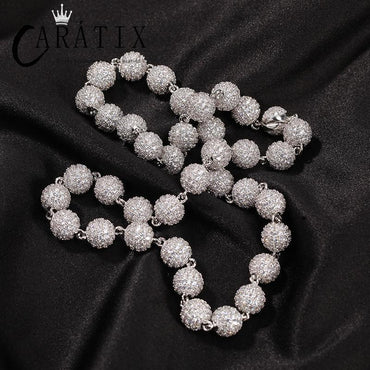 CARÁTIX Beads Link Chain | Micro Paved CZ Iced Out Hip Hop Necklace for Men & Women - CaratixJewelry