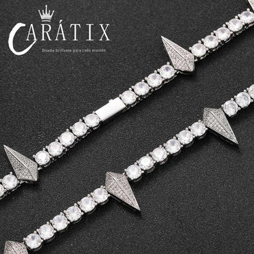 CARÁTIX Black Panther Pendant Necklace – 5mm CZ Tennis Chain with Rivet Wolf Tooth Charm Men’s Fashion Jewelry - CaratixJewelry