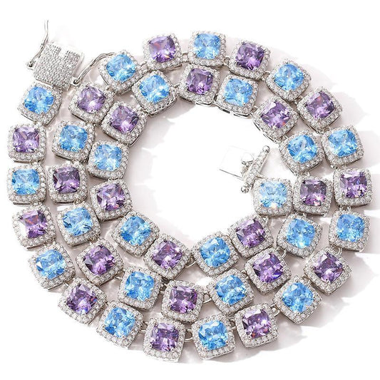 CARÁTIX Blue & Purple Square CZ Iced Out Tennis Choker Necklace - CaratixJewelry