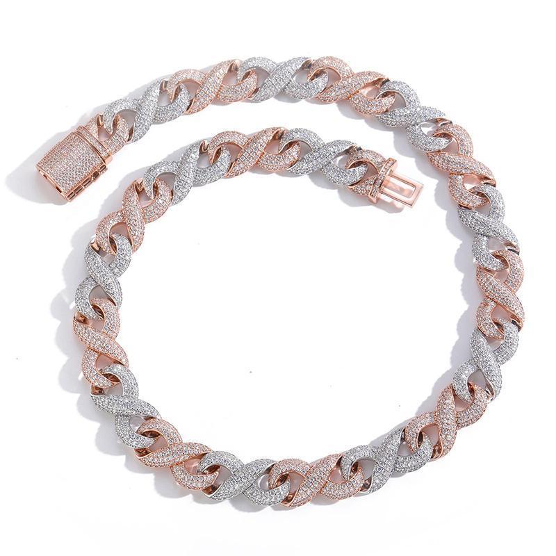 Blue & White Two Tone Cuban Chain | 5A+ CZ Iced Out Infinity - CaratixJewelry