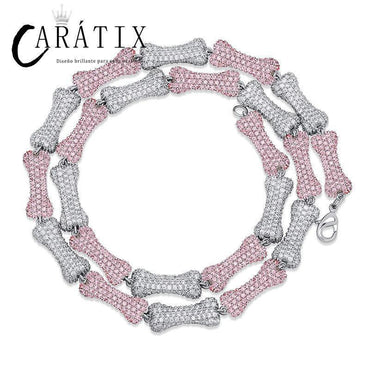 CARÁTIX Bone Link Chain | Full AAA CZ Iced Out Hip Hop Necklace for Men & Women - CaratixJewelry