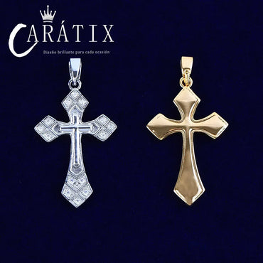 Bubble Letter Arrow Cross Pendant Necklace - CaratixJewelry