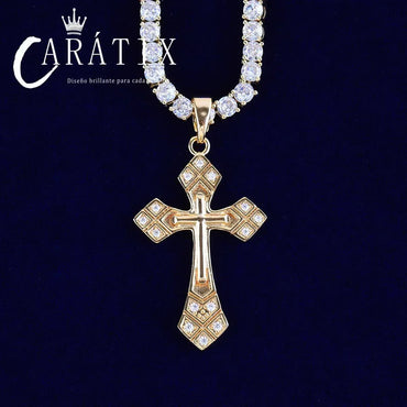Bubble Letter Arrow Cross Pendant Necklace - CaratixJewelry