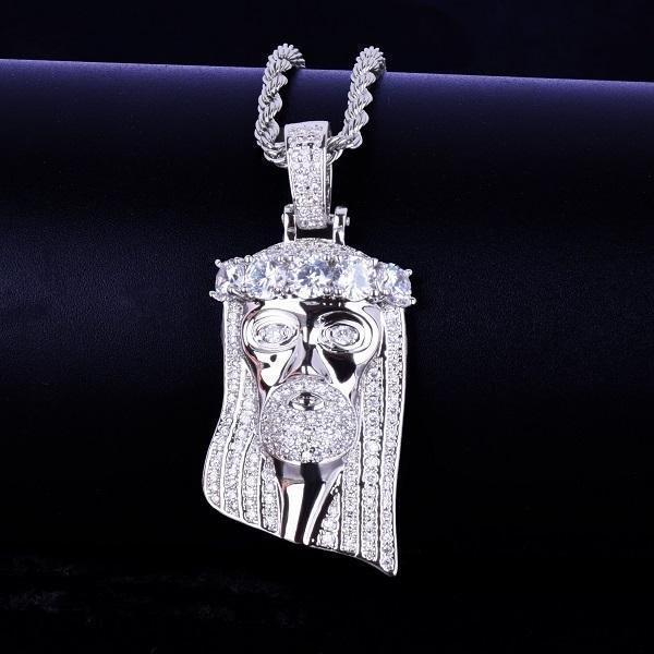 CARÁTIX Bubble Letter Iced Out Jesus Head Pendant Necklace – Golden Bling Cubic Zircon Hip Hop Jewelry for Men, Women, & Boys | Perfect Valentine's Day & Mother's Day Gift - CaratixJewelry