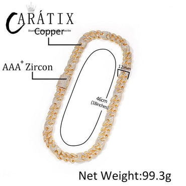 CARÁTIX Coffee Bean Cuban Link Chain Necklace – AAA CZ Iced Out Hip Hop Bling Jewelry for Men | Micro Paved Rapper Gift - CaratixJewelry