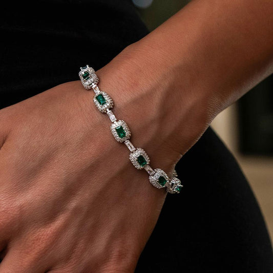 CARÁTIX Fine Jewelry 7MM Iced Green Emerald Bracelet - CaratixJewelry
