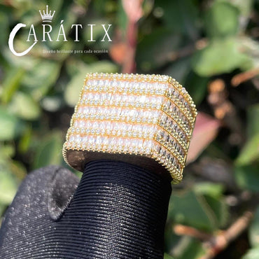 CARÁTIX Five-Row Ladder Square Ring | Real Electroplated High Quality Hip Hop Jewelry for Men - CaratixJewelry