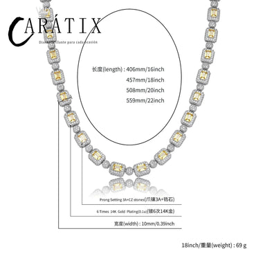 CARÁTIX Geometric Square CZ Iced Out Bead Tennis Choker Necklace - CaratixJewelry