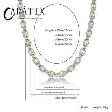 CARÁTIX Geometric Square CZ Iced Out Bead Tennis Choker Necklace - CaratixJewelry