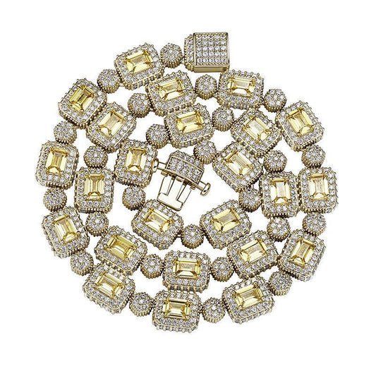 CARÁTIX Geometric Square CZ Iced Out Bead Tennis Choker Necklace - CaratixJewelry