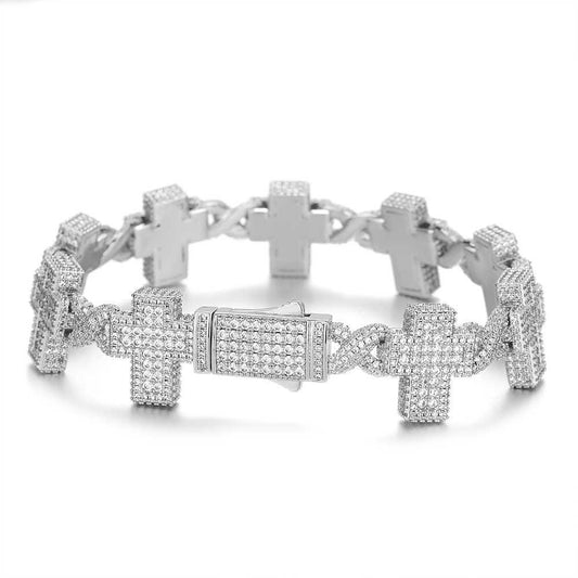 CARÁTIX – Gold & Silver Plated Brass CZ Cross Cuban Link Chain Necklace | Hip Hop Jewelry for Men & Women - CaratixJewelry