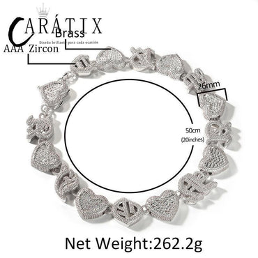 Heart Link Chain | 3A+ CZ Iced Out Heavy Hip Hop Necklace - CaratixJewelry