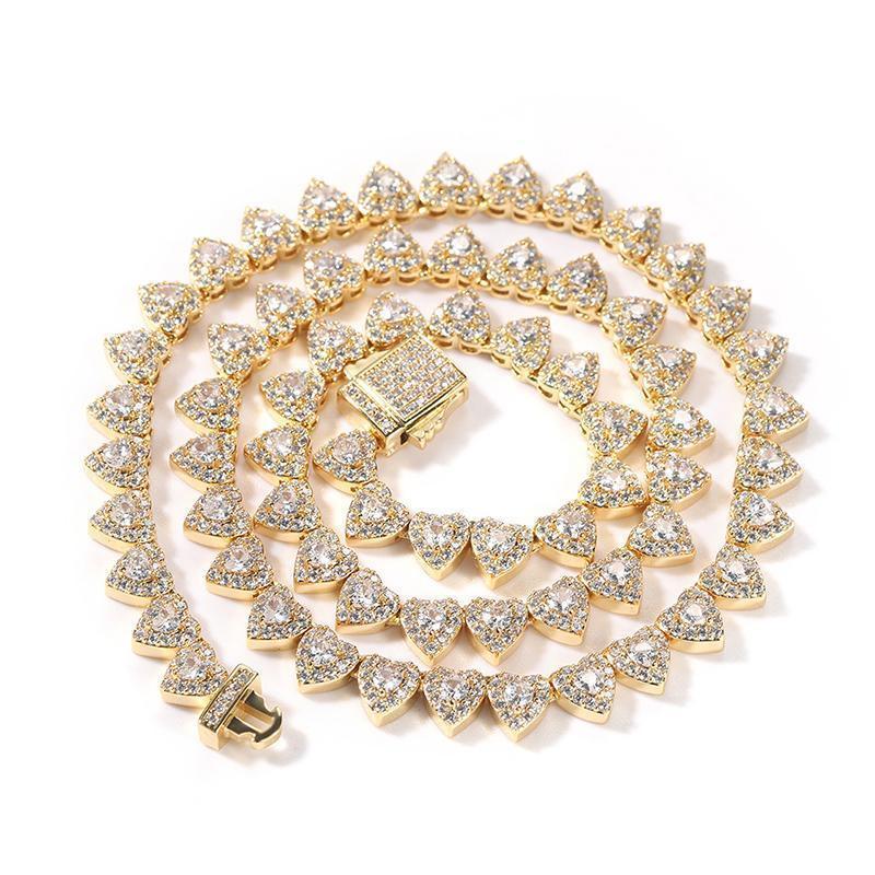 CARÁTIX – Hearts Link Chain Necklace | Iced Out CZ Bling Hip Hop Jewelry for Men & Women, Rapper Street Style - CaratixJewelry