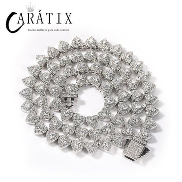 CARÁTIX – Hearts Link Chain Necklace | Iced Out CZ Bling Hip Hop Jewelry for Men & Women, Rapper Street Style - CaratixJewelry