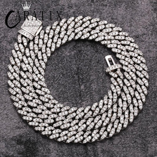 CARÁTIX - Hip Hop 3A CZ Iced Out 6mm Solid Cuban Curb Miami Link Chain Necklace for Men Rapper Jewelry - CaratixJewelry