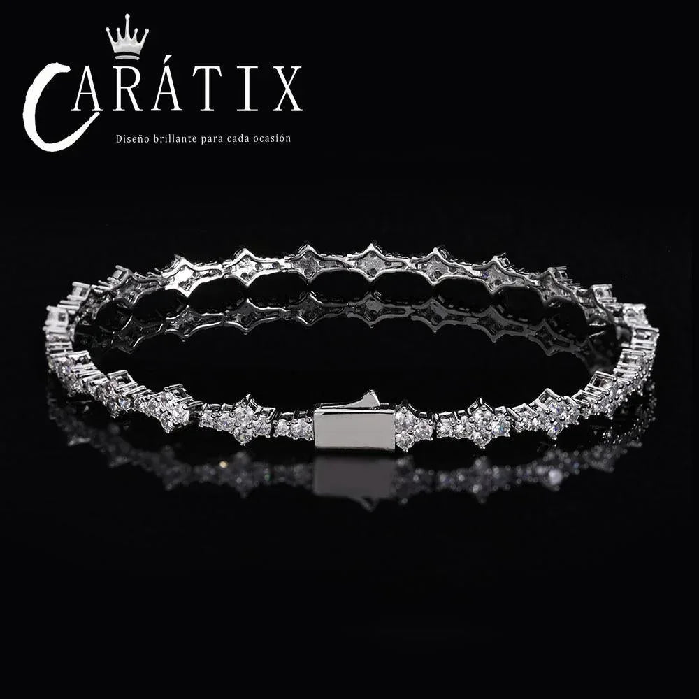 CARÁTIX Hip Hop 6.5MM Spring Buckle Plane Tennis Chain Zircon Necklace & Bracelet | Cross-Border Couple Jewelry for Men & Women | Perfect Valentine's Day & Mother's Day Gift - CaratixJewelry