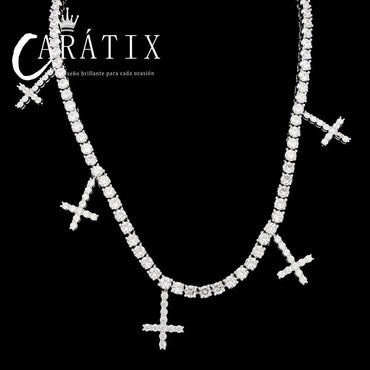 Hip Hop Iced Out 1-Row CZ Tennis Chain Necklace - CaratixJewelry