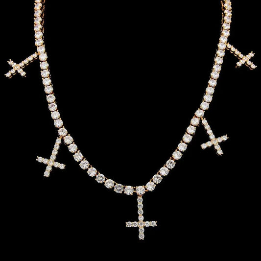Hip Hop Iced Out 1-Row CZ Tennis Chain Necklace - CaratixJewelry