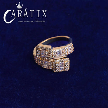 CARÁTIX Hip-Hop New Ladder Open Buckle Ring – Real Electroplating Fashion Personality Hipster Adjustable Ring | High-Quality Hip-Hop Jewelry - CaratixJewelry