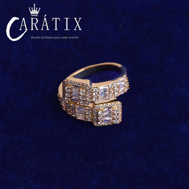 CARÁTIX Hip-Hop New Ladder Open Buckle Ring – Real Electroplating Fashion Personality Hipster Adjustable Ring | High-Quality Hip-Hop Jewelry - CaratixJewelry