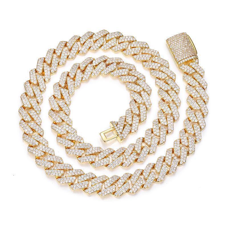 CARÁTIX – Hip Hop Rhombus Cuban Miami Link Chain Necklace | Iced Out CZ Bling Jewelry for Men & Women, Rapper Street Style - CaratixJewelry