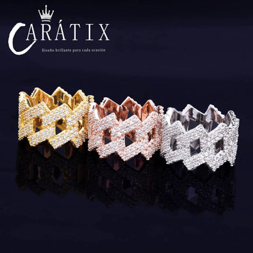 CARÁTIX Hip-Hop Rhombus Cuban Ring – Real Electroplating Fashion Personality Hipster Solid Men's Ring | High-Quality Hip-Hop Jewelry - CaratixJewelry