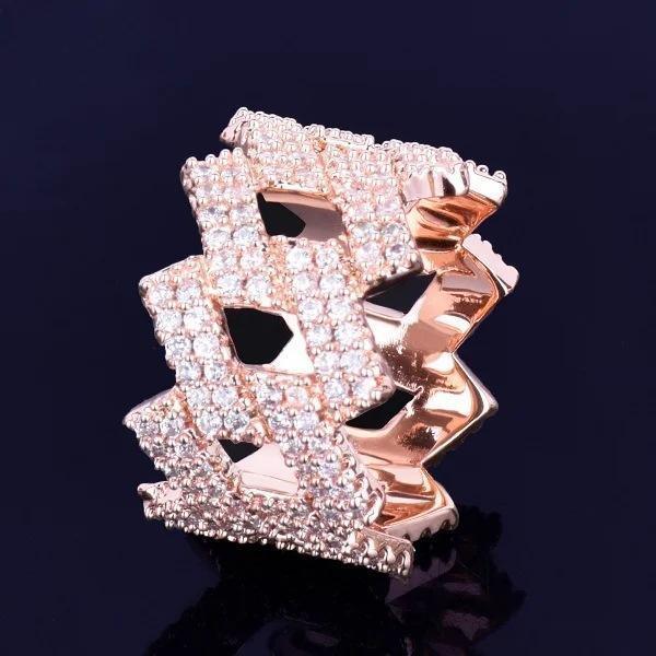 CARÁTIX Hip-Hop Rhombus Cuban Ring – Real Electroplating Fashion Personality Hipster Solid Men's Ring | High-Quality Hip-Hop Jewelry - CaratixJewelry