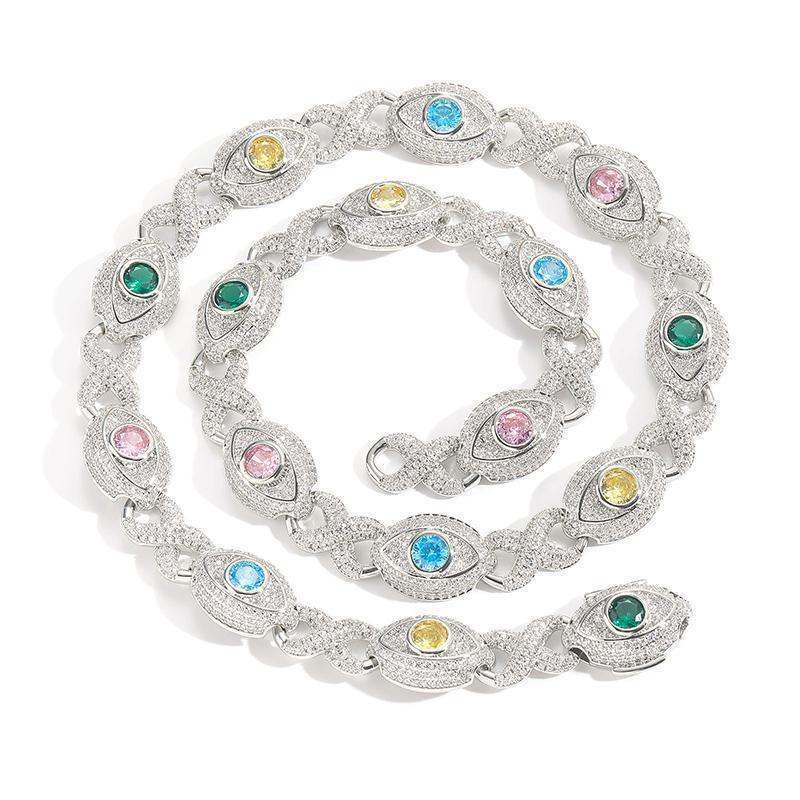 CARÁTIX Hip Hop Round Cuban Chain Necklace – Colorful CZ Iced Out Infinity Link Jewelry for Men & Women - CaratixJewelry