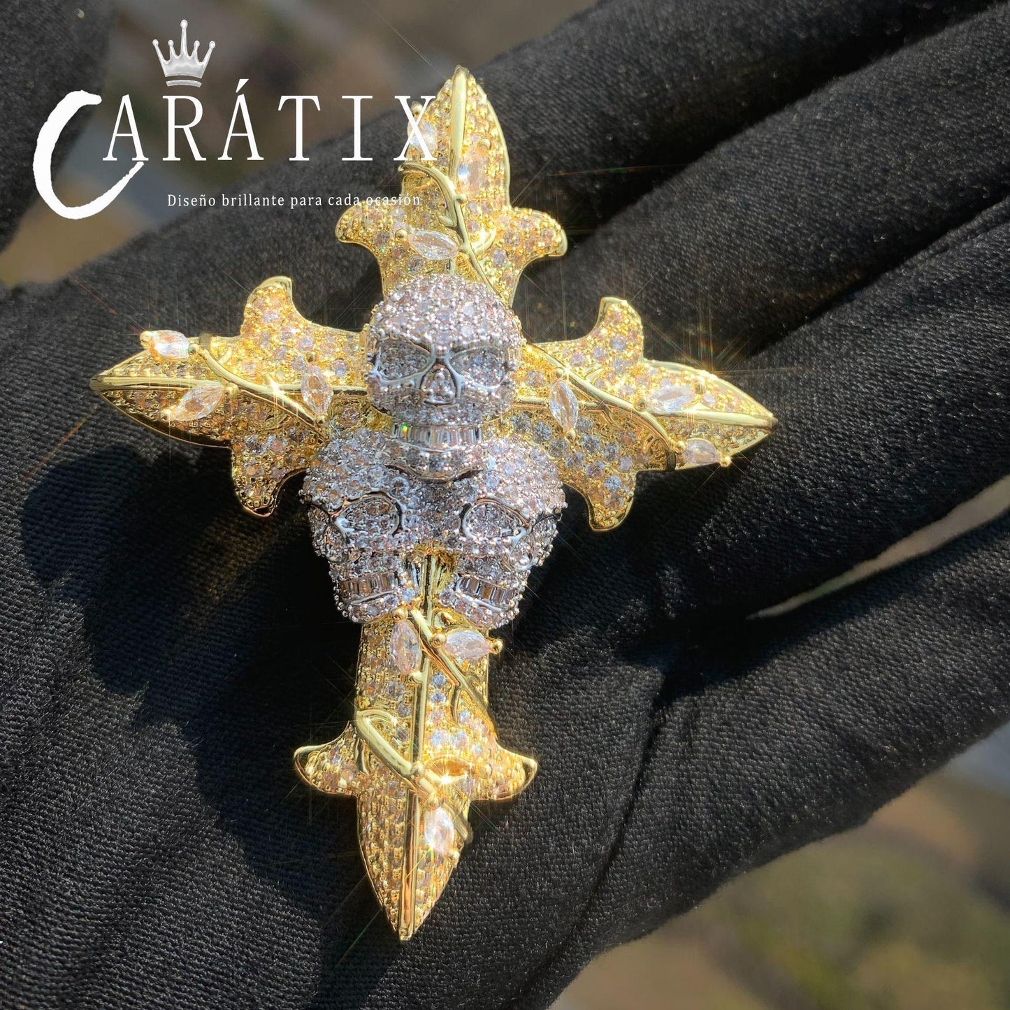 Hip Hop Skull Cross Pendant Necklace – Iced Out CZ Jewelry - CaratixJewelry