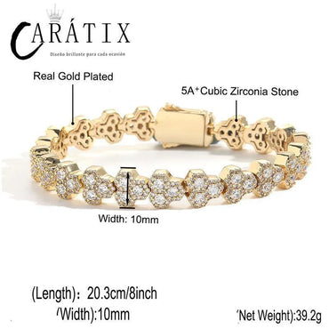 CARÁTIX Hive Triangle CZ Iced Out Link Chain Necklace for Men - CaratixJewelry