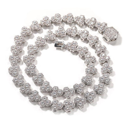 CARÁTIX Honeycomb Tennis Chain | 3A+ CZ Iced Out Hip Hop Necklace for Men (Gold Silver) - CaratixJewelry