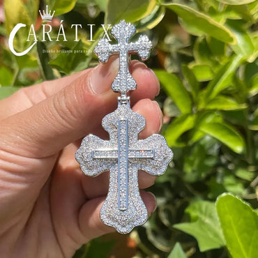 Iced Out Cross Pendant Necklace – Copper Hip Hop Chain Jewelry - CaratixJewelry