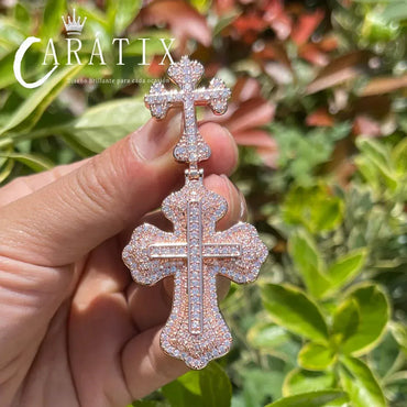 Iced Out Cross Pendant Necklace – Copper Hip Hop Chain Jewelry - CaratixJewelry