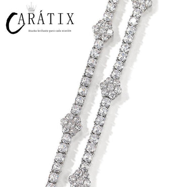 CARÁTIX Iced Out CZ Flower Tennis Link Chain Bracelet Unisex - CaratixJewelry