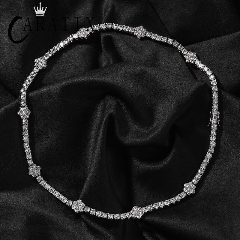 CARÁTIX Iced Out CZ Flower Tennis Link Chain Bracelet Unisex - CaratixJewelry