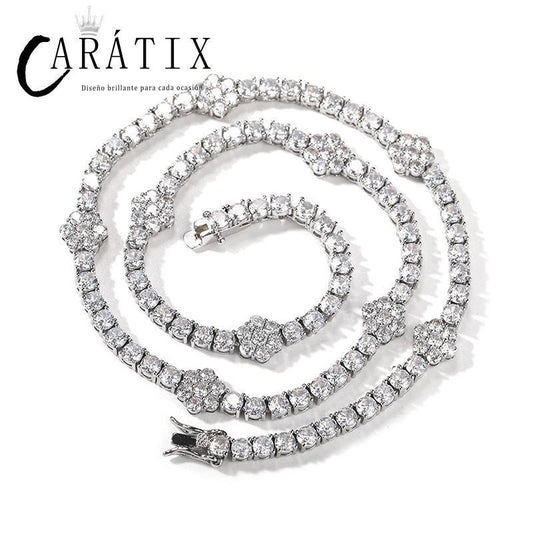 CARÁTIX Iced Out CZ Flower Tennis Link Chain Bracelet Unisex - CaratixJewelry