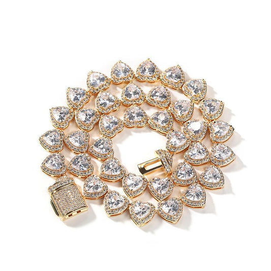 CARÁTIX Iced Out Heart CZ Tennis Link Choker Necklace Unisex - CaratixJewelry