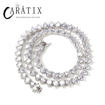 CARÁTIX Iced Out Heart CZ Tennis Link Choker Necklace Unisex - CaratixJewelry