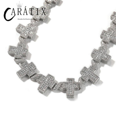 CARÁTIX Infinity Cross Link Chain Necklace – 5A+ CZ Iced Out Hip Hop Bling Jewelry for Men | Gold & Silver Rapper Gift - CaratixJewelry
