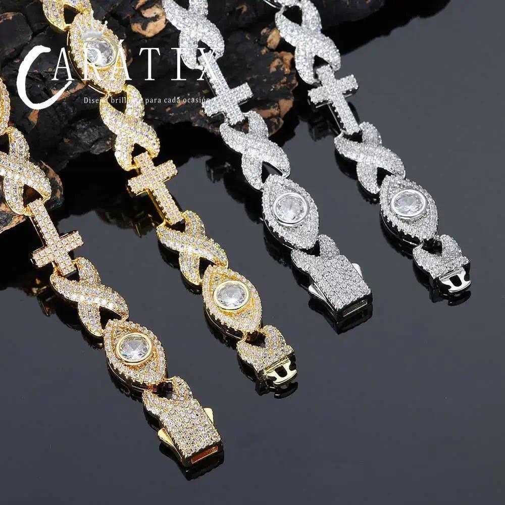 CARÁTIX Luxury Full Pave Zircon Eye & Cross Infinity Link Chain Necklace – Hip Hop Jewelry for Women & Men - CaratixJewelry