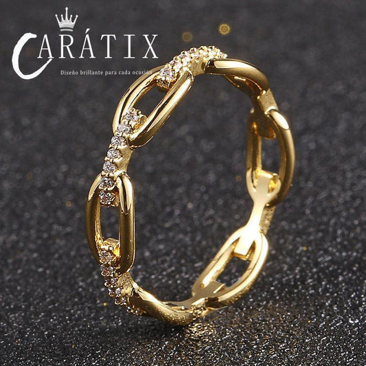 CARÁTIX New Couple Ring – Micro-Inlaid Zircon Plated Unisex Niche Design | Personalized Simple High-Quality Hip-Hop Ring - CaratixJewelry
