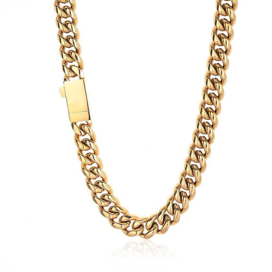 CARÁTIX – NUOYA Custom Logo Miami Cuban Link Chain Necklace | Hip Hop Jewelry for Men & Women, Street Style Cuban Link - CaratixJewelry
