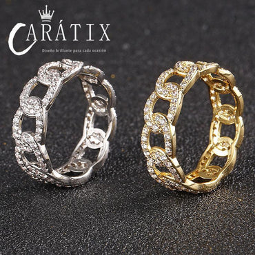 CARÁTIX Personalized Cuban Ring – Trendy Men's & Women's Plated Row Hip-Hop Wind Copper Zircon Ring | High-Quality Hip-Hop Jewelry - CaratixJewelry