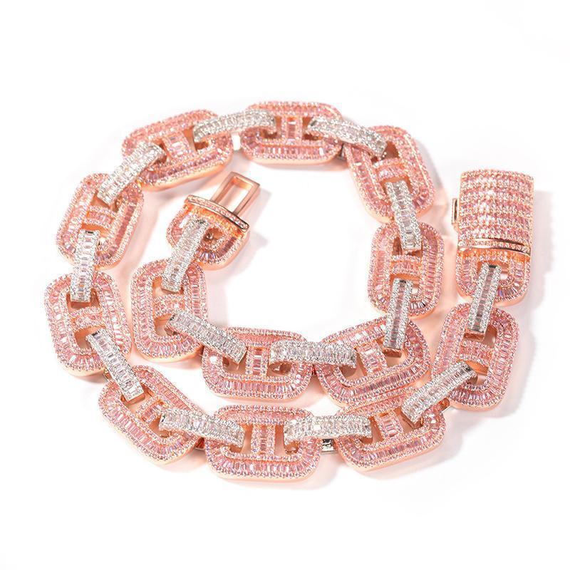 CARÁTIX Pink CZ Pig Nose Chain | Iced Out Coffee Beans Hip Hop Necklace for Men & Women - CaratixJewelry