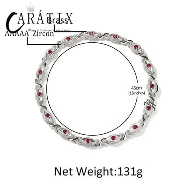 CARÁTIX Red Eyes Infinity Cuban Link Chain Necklace – 5A+ CZ Iced Out Hip Hop Bling Jewelry for Men | Rose & Silver Rapper Gift - CaratixJewelry