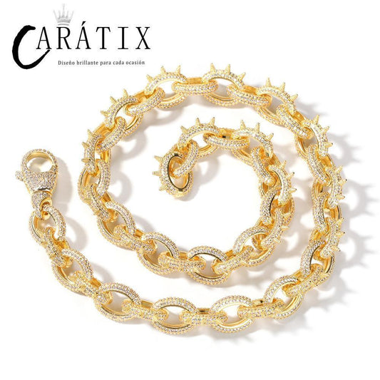 CARÁTIX Rivet O Link Chain | AAA+ CZ Iced Out Hip Hop Necklace for Men - CaratixJewelry