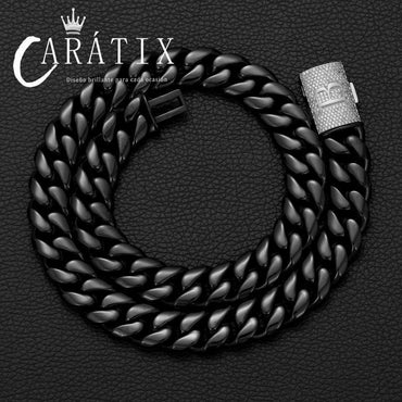 CARÁTIX Silver Letter Cuban Link Chain Necklace – Zircon Chunky Hip Hop Jewelry for Men | Punk Style Fashion Gift - CaratixJewelry
